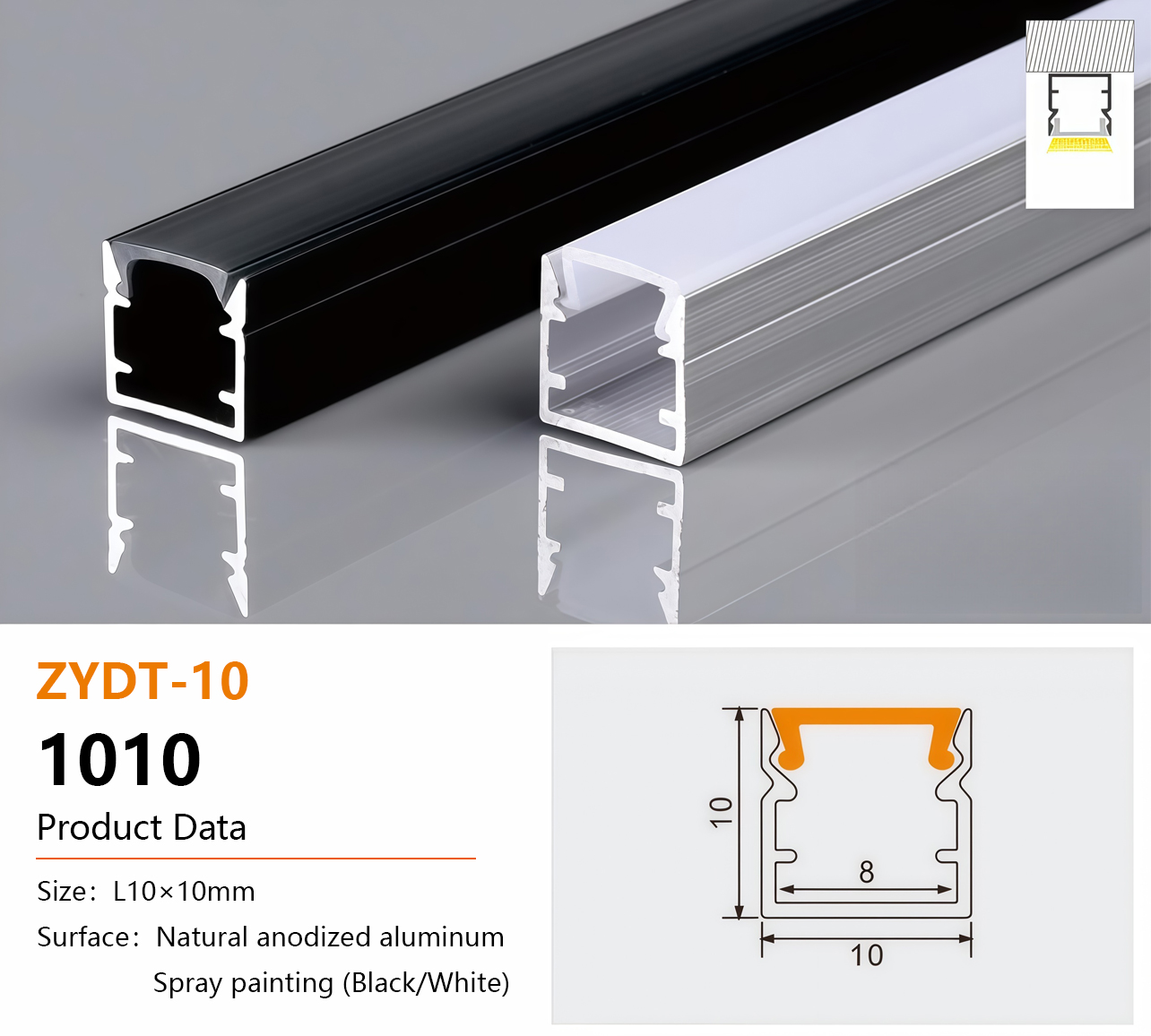 1010 Aluminum LED Light Channel