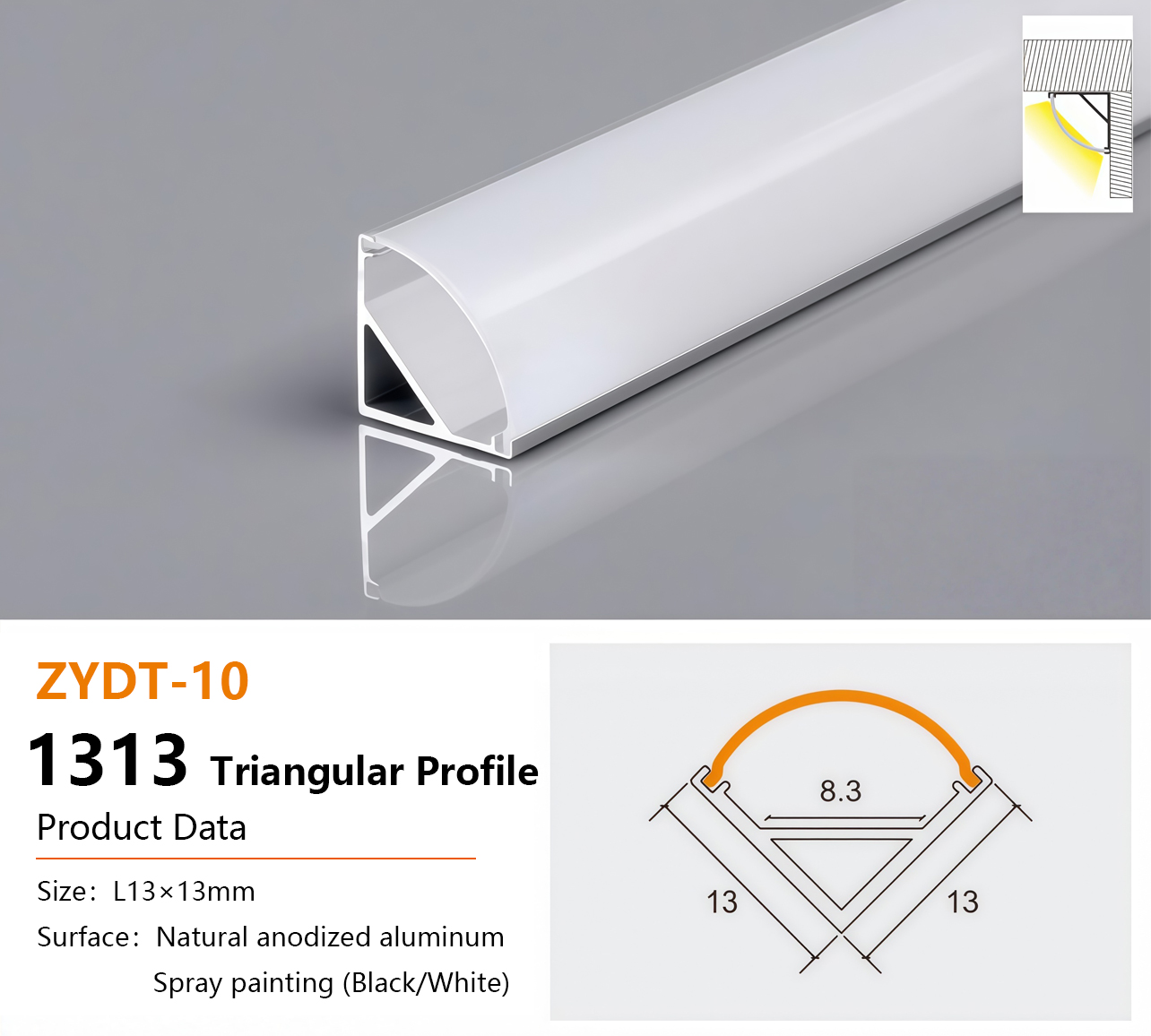 三角款1313 Aluminum LED Profile