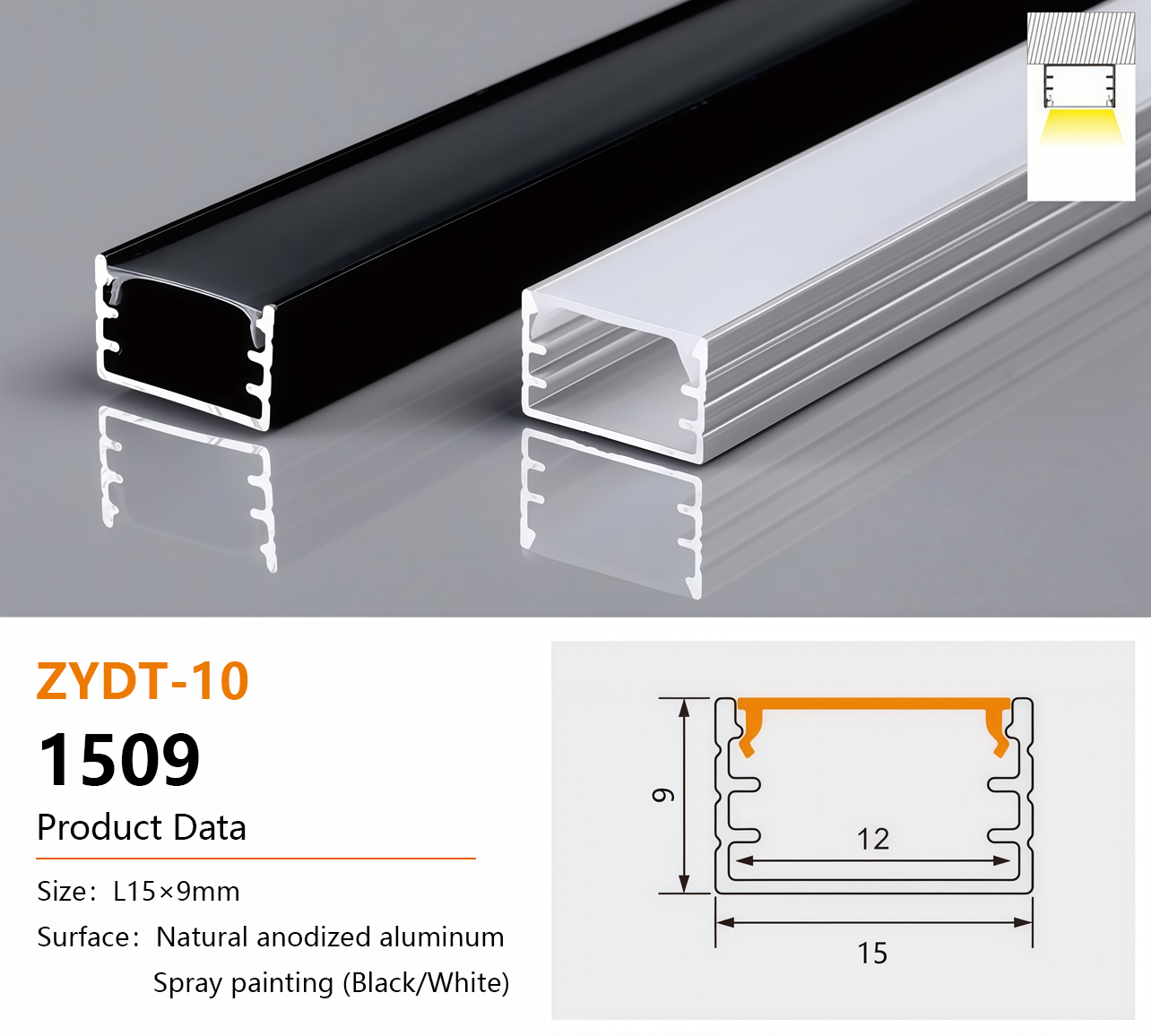 1509 Aluminum LED Light Channel