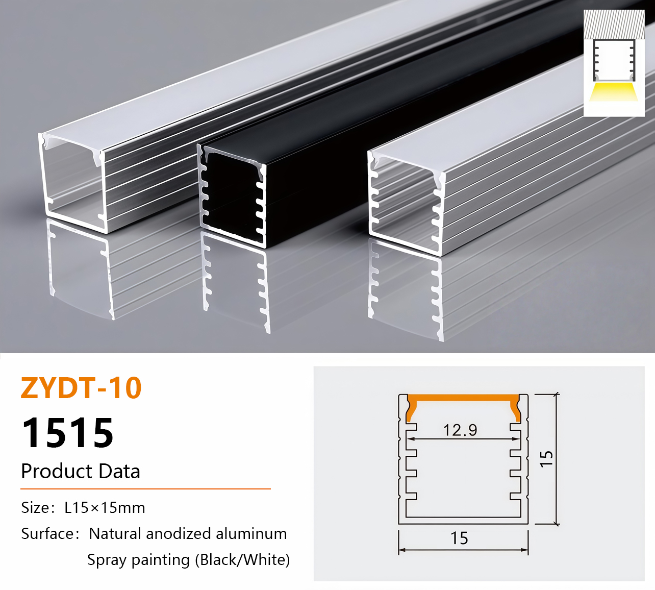 1515 Aluminum LED Light Channel