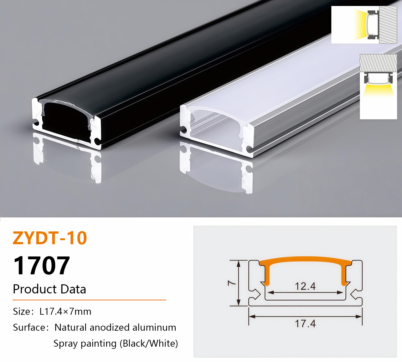 1707 Aluminum LED Light Channel