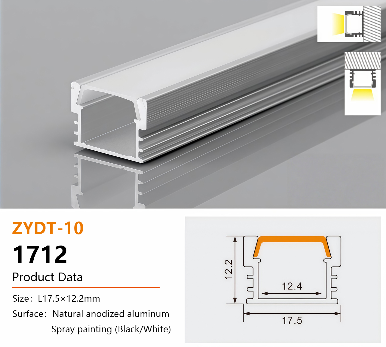 1712 Aluminum LED Light Channel