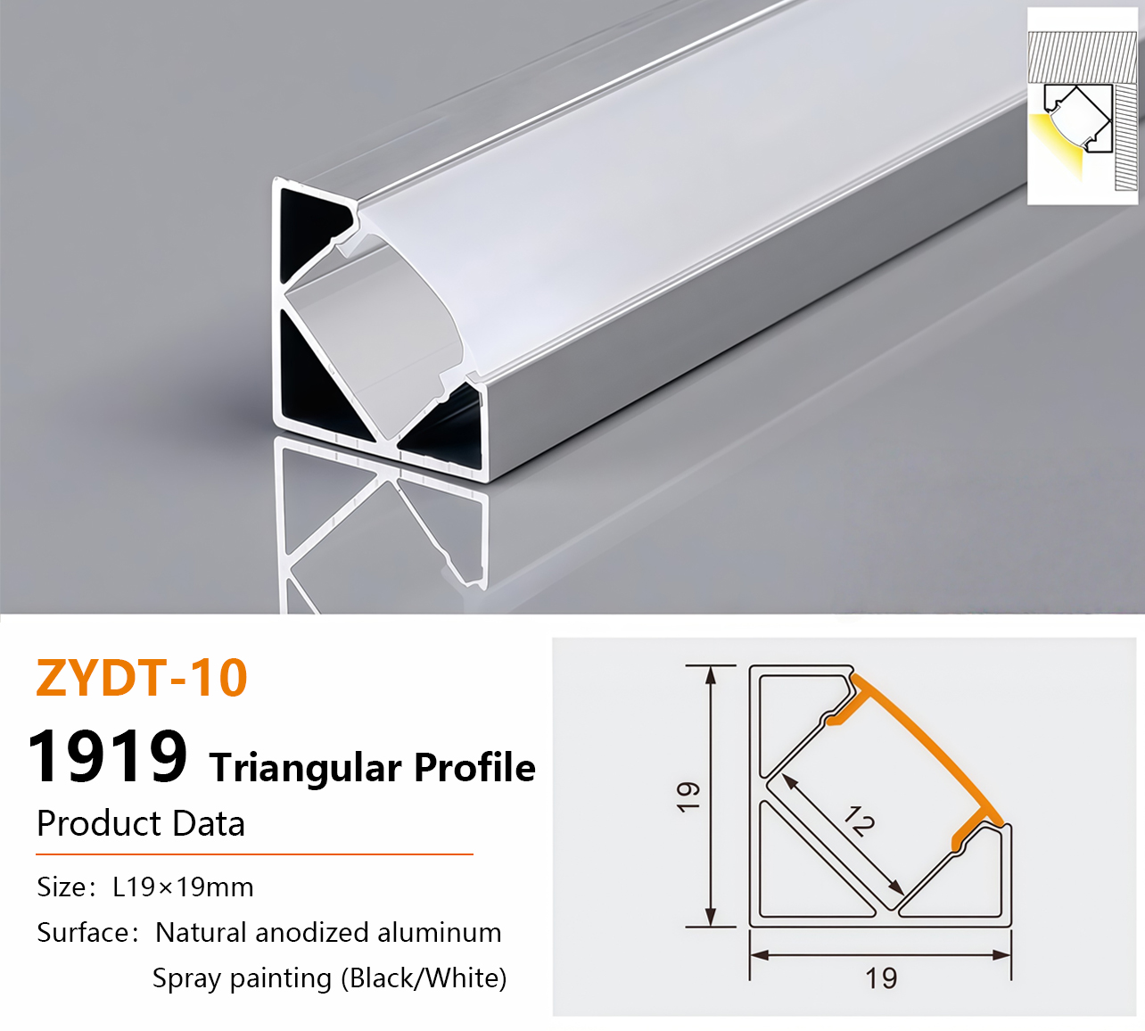 三角款1919 Aluminum LED Profile