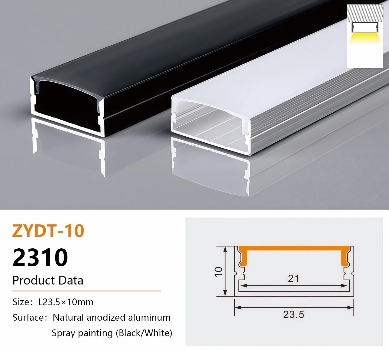 2310 Aluminum LED Light Channel