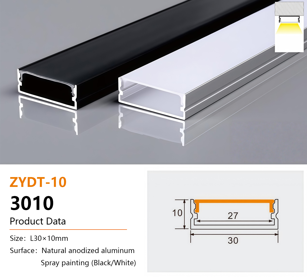 3010 Aluminum LED Light Channel