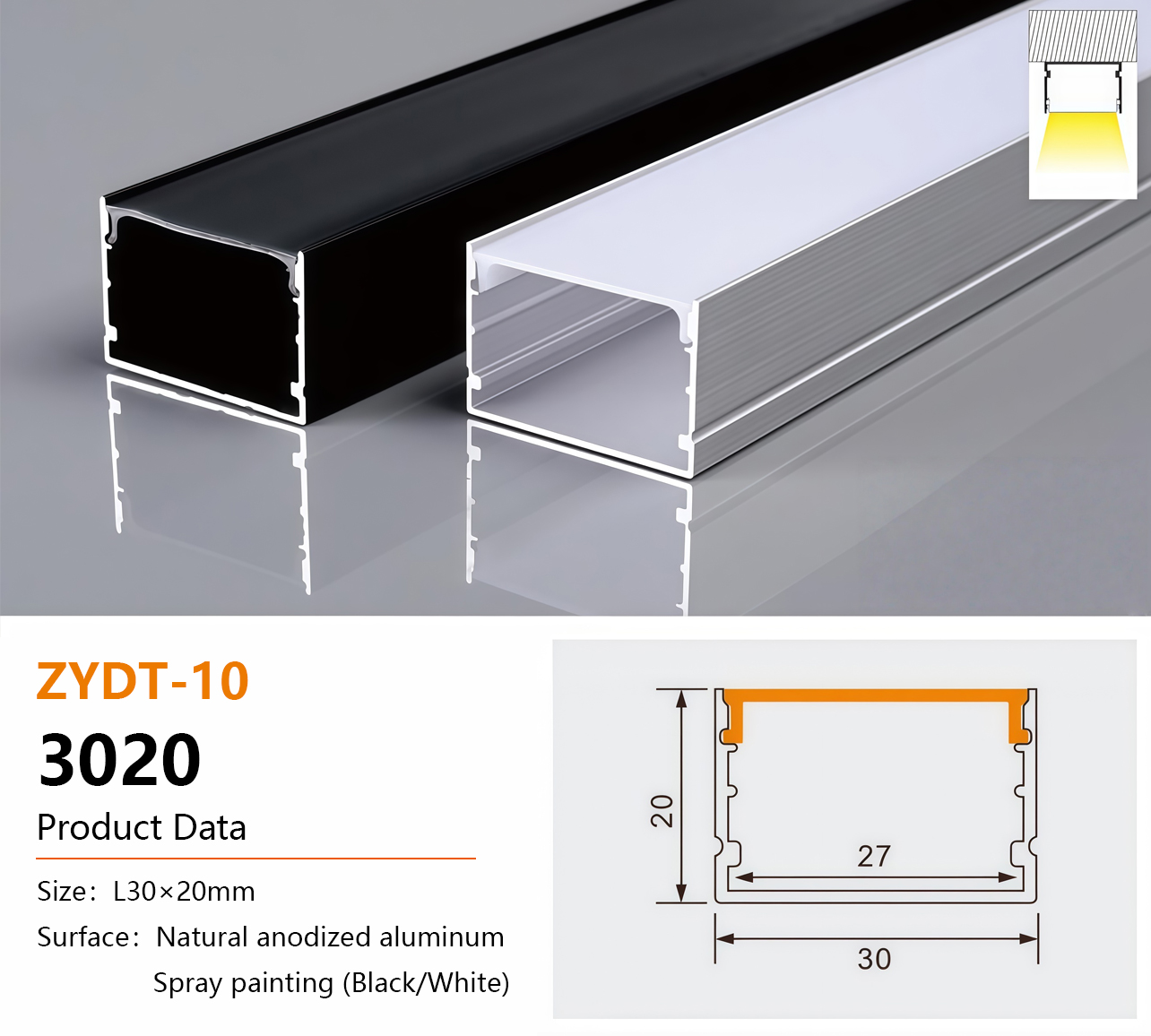3020 Aluminum LED Light Channel