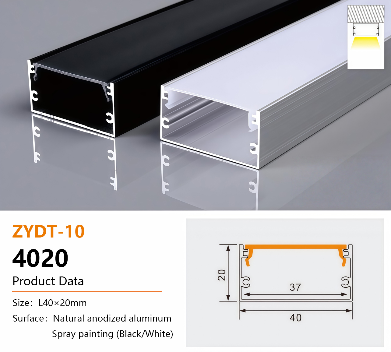 4020 Aluminum LED Profile