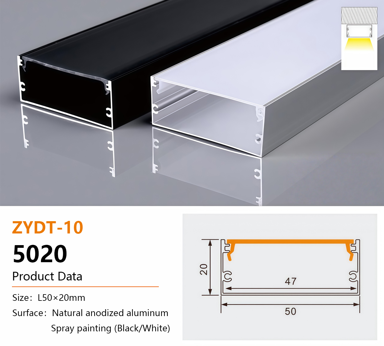 5020 Aluminum LED Profile