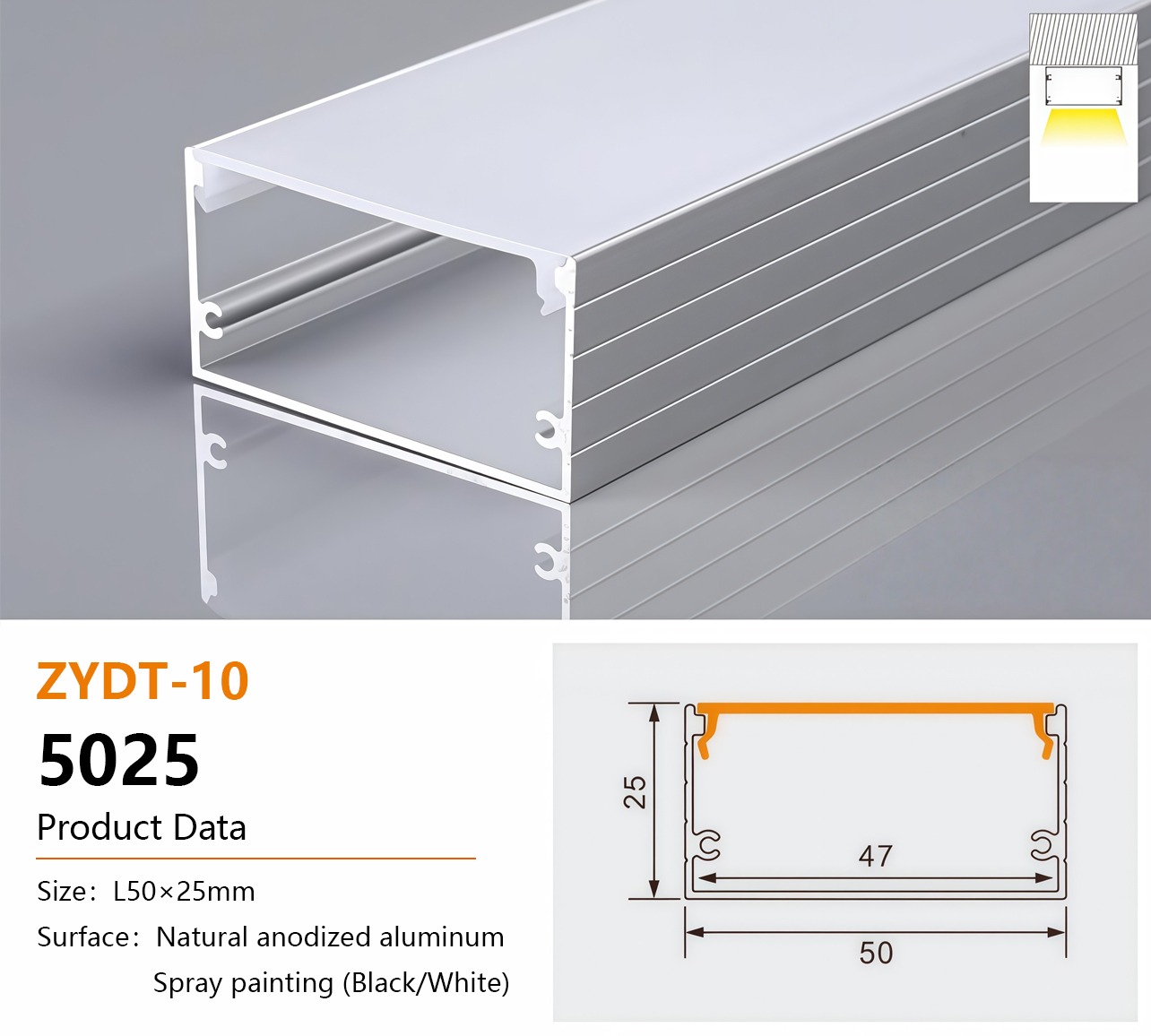 5025 Aluminum LED Profile